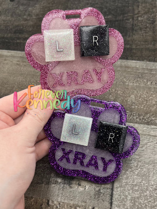 (MTO) Paw Print X-Ray Marker Holder WITH L & R Xray Markers