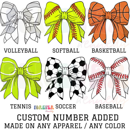(MTO APPAREL) * CHOOSE STYLE: Choose Sports Bow with Custom Number