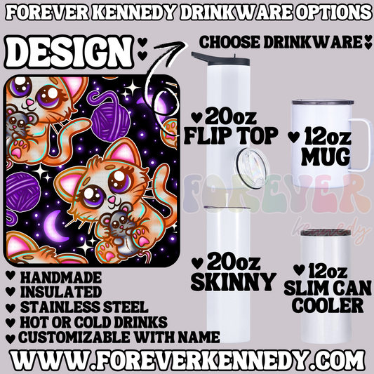 (MTO) CHOOSE DRINKWARE: Kitty with mouse