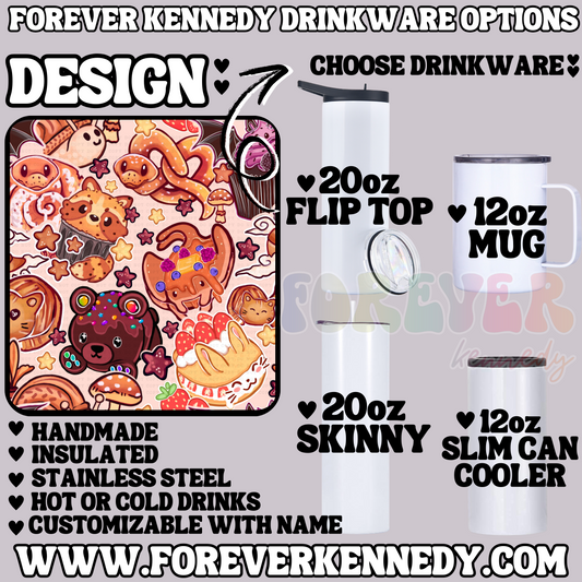 (MTO) CHOOSE DRINKWARE: Bread and Dessert Animals