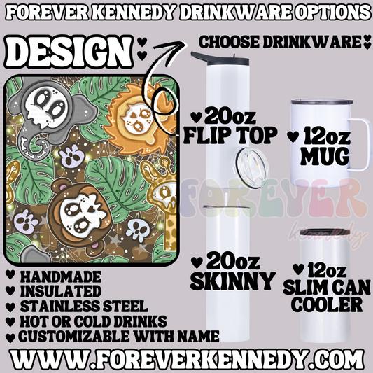 (MTO) CHOOSE DRINKWARE: Zoo Animal Skulls
