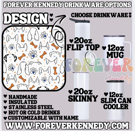 (MTO) CHOOSE DRINKWARE: Dog Ear Lines