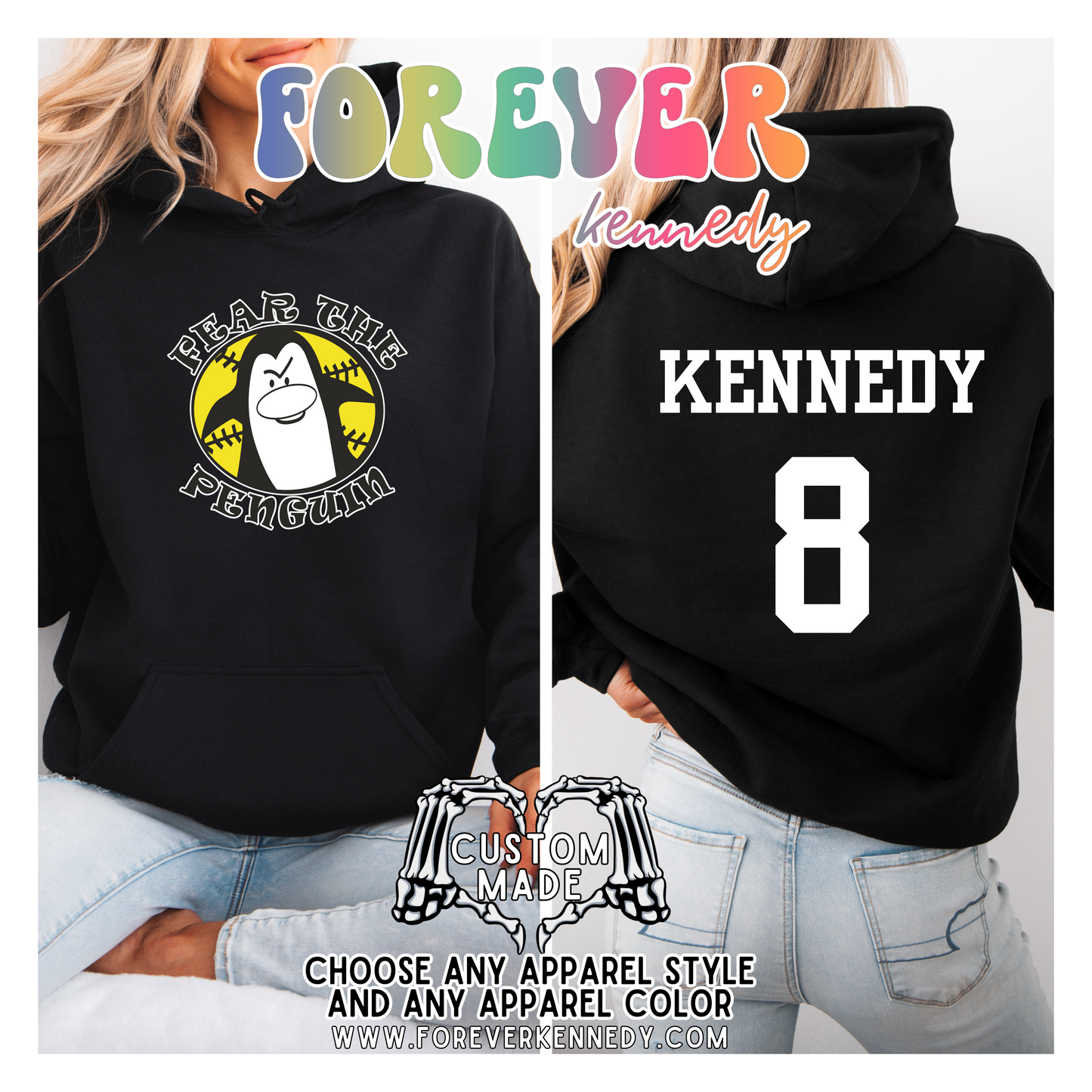 (MTO APPAREL) * CHOOSE STYLE / COLOR: Fear The Penguin Logo With Custom Back