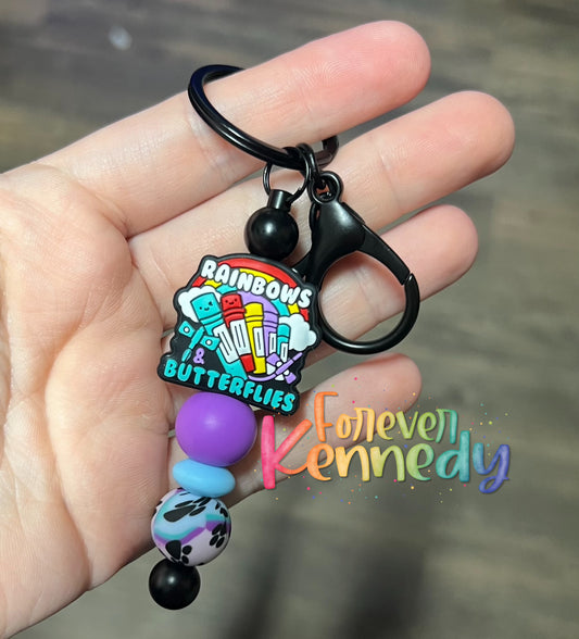 (MTO) Beaded Keychain: Rainbows and butterflies