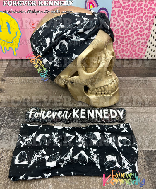 (RTS) Twist Headband: EXCLUSIVE / BLACK Caduceus and skulls