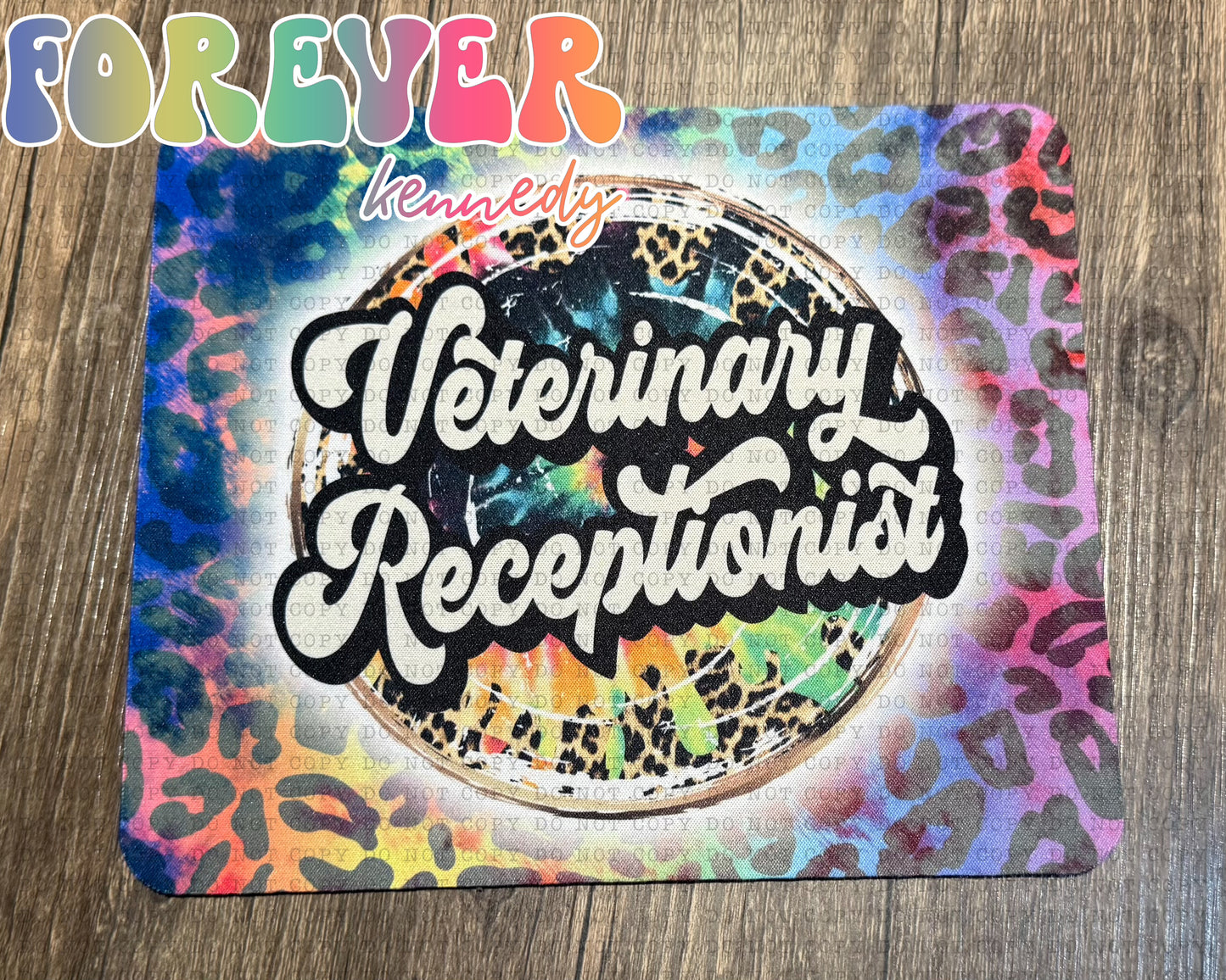 (MTO) Mousepad: Veterinary Receptionist (Colorful Cheetah)