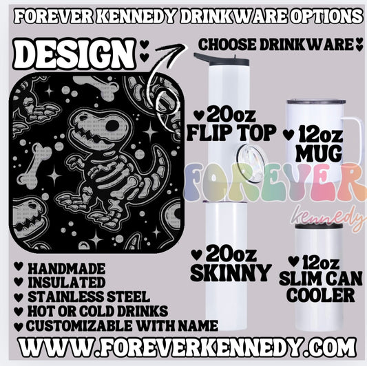 (MTO) CHOOSE DRINKWARE: Skellie Dino
