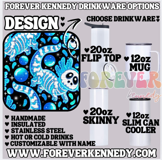 (MTO) CHOOSE DRINKWARE: Skellie Axolotl
