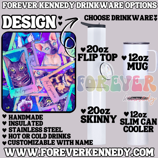 (MTO) CHOOSE DRINKWARE: Tarot Cats