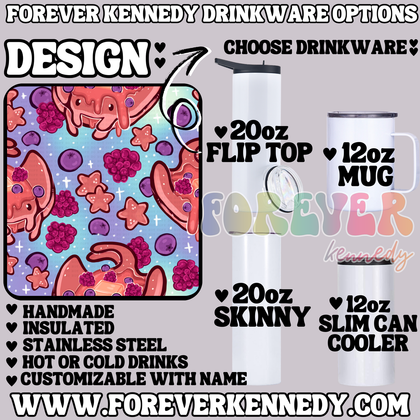 (MTO) CHOOSE DRINKWARE: Manta ray Pancakes