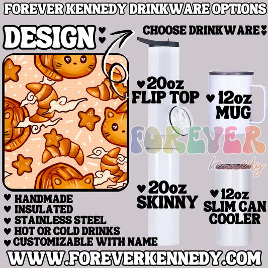 (MTO) CHOOSE DRINKWARE: Croissant Cat