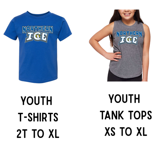 (MTO APPAREL) * CHOOSE STYLE / COLOR: **YOUTH APPAREL** Northern Ice Logo