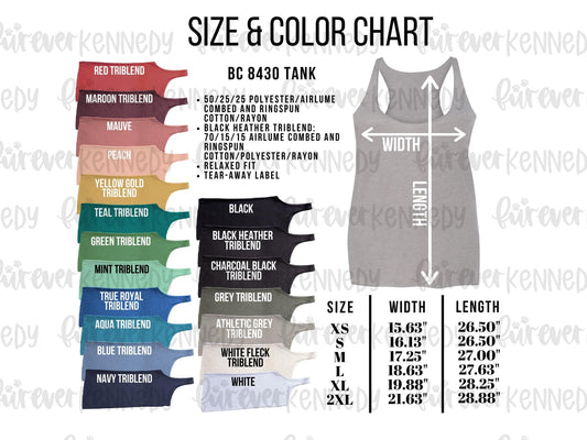 Size & Color Chart: TANK TOP BC 8430