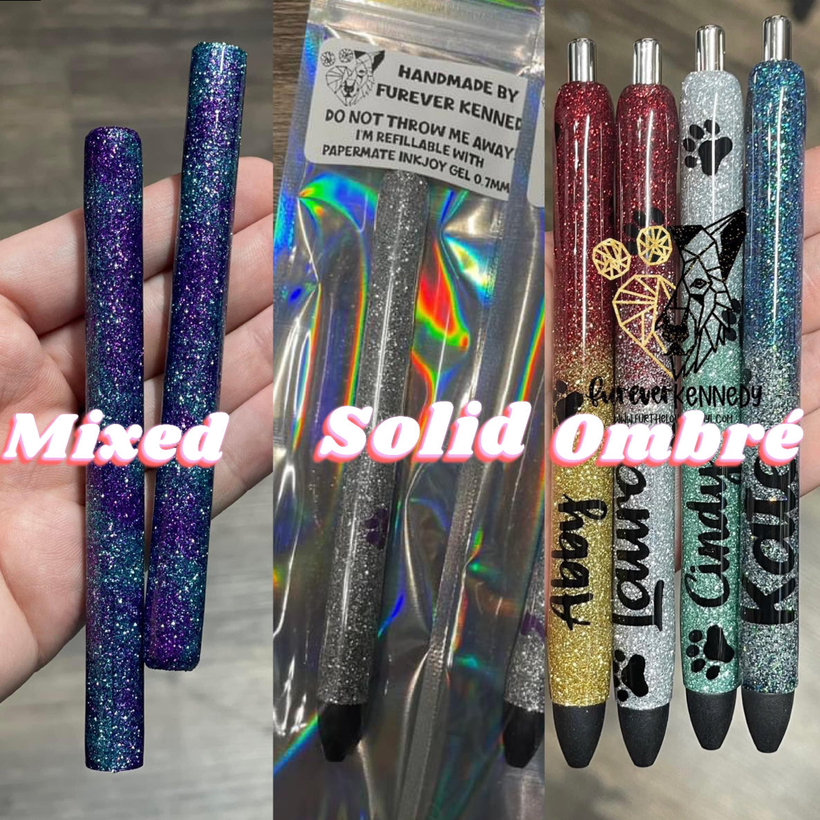 (PO) Custom Refillable Glitter Epoxy Pen: EXCLUSIVE DESIGN Cat Buttholes