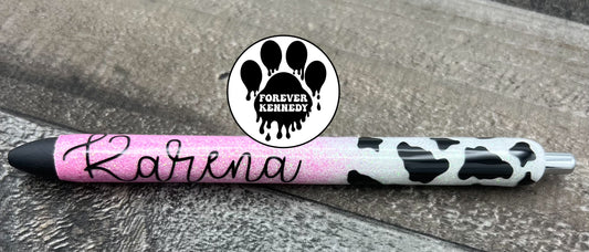 (PO) Epoxy Pen: Custom Name with Cow Prints