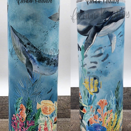 (MTO) 20oz Tumbler: Ocean / Whale