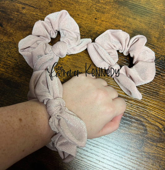 (RTS) Scrunchie: Knotted Bow/ Shimmer Pink