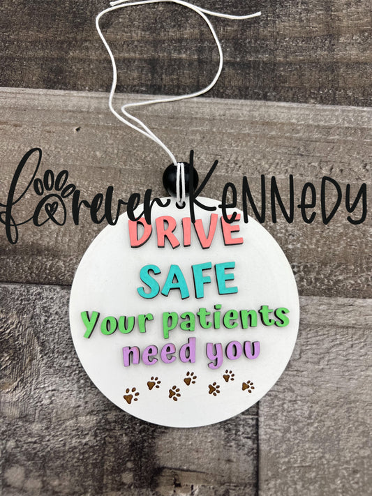 (RTS) Car Charm / Rearview Mirror Charm: White wood / colorful lettering