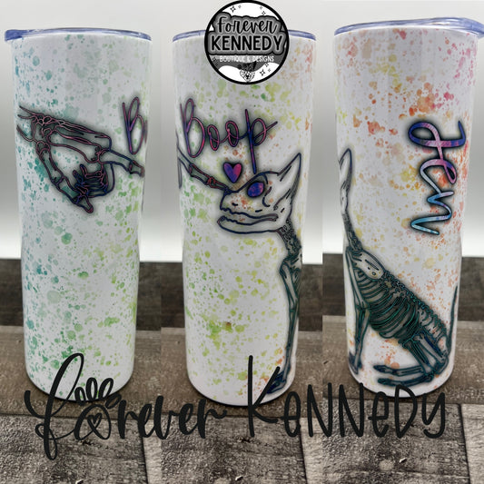 (MTO) Sub Tumbler: COLORFUL Cat skeleton boop