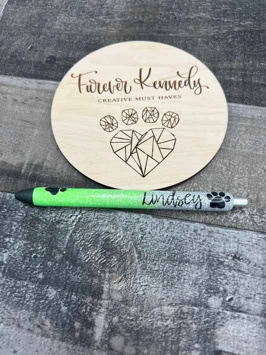 (PO) Epoxy Pen: Custom Name with Paw Prints